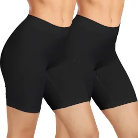2 Pack Anti Chafing Shorts Women, Seamless Slip Shorts for Under Dresses, Spandex Bike Short for Yoga Workout