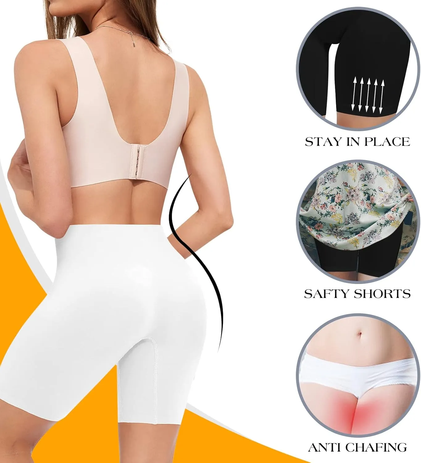 2 Pack Anti Chafing Shorts Women, Seamless Slip Shorts for Under Dresses, Spandex Bike Short for Yoga Workout