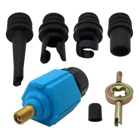 4 in 1 inflatable Pump Air Valve Converter Adapter with 4 Air Valve Nozzles for Inflatable Boat, Stand Up Paddle Board, Inflatable Bed - Blue by BLUE ELF