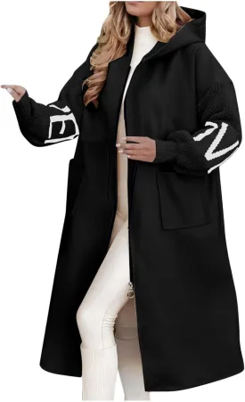 Autumn fashion women's casual comfort with chinstrap pocket Long patchwork waist adjustable warm coat