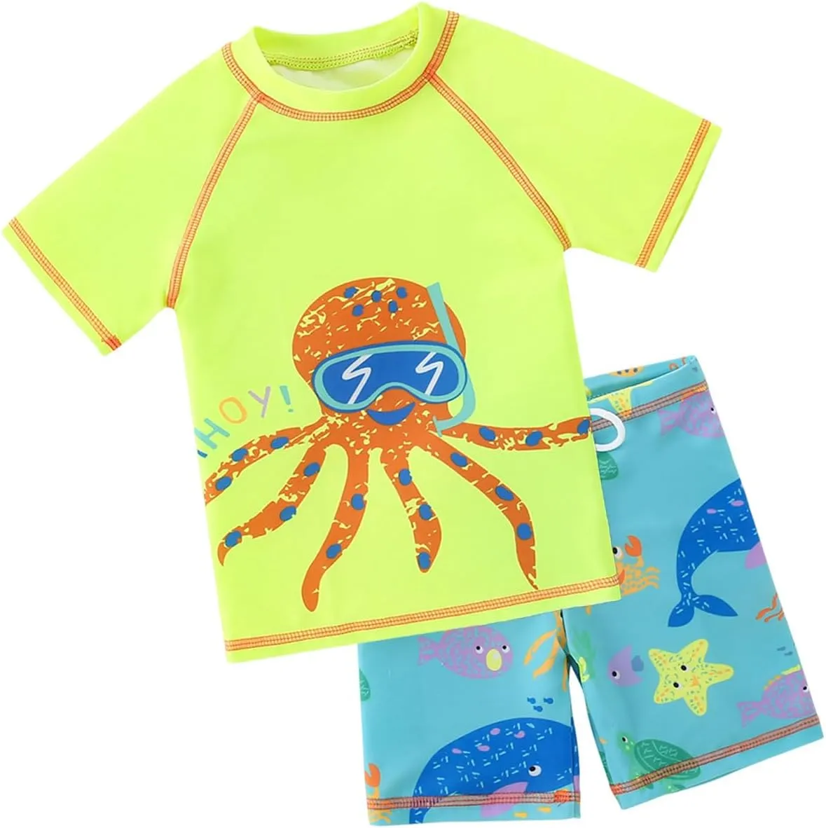 Baby Little Boys 2-10T Summer Swimwear Two Piece Rash Guard Bathing Suits Sun Protection Swimsuits Beachwear