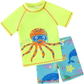 Baby Little Boys 2-10T Summer Swimwear Two Piece Rash Guard Bathing Suits Sun Protection Swimsuits Beachwear