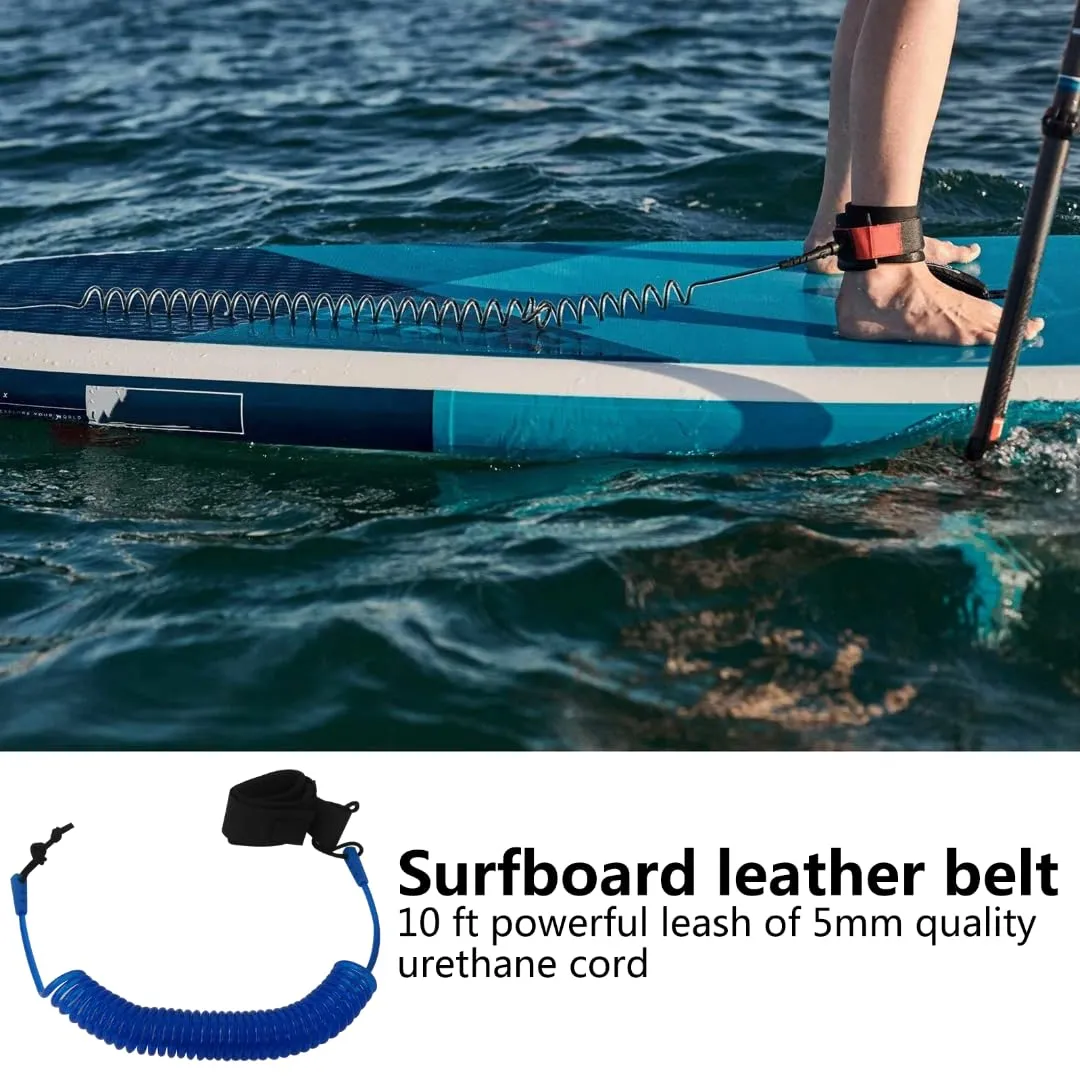Coiled SUP Leash 10 FT Surfboard Leash Sup Leg Rope Strap Stand Up Paddleboard Leash - Blue by BLUE ELF