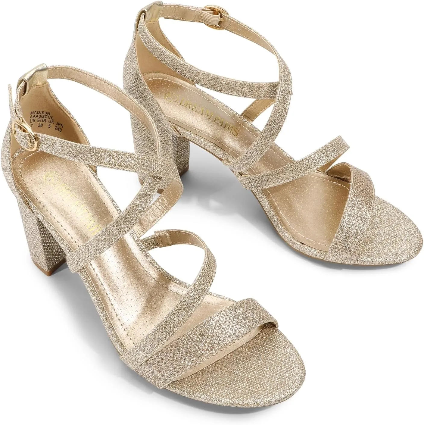 DREAM PAIRS Womens Ankle Strap Dress Pump Low Chunky Heel Sandals