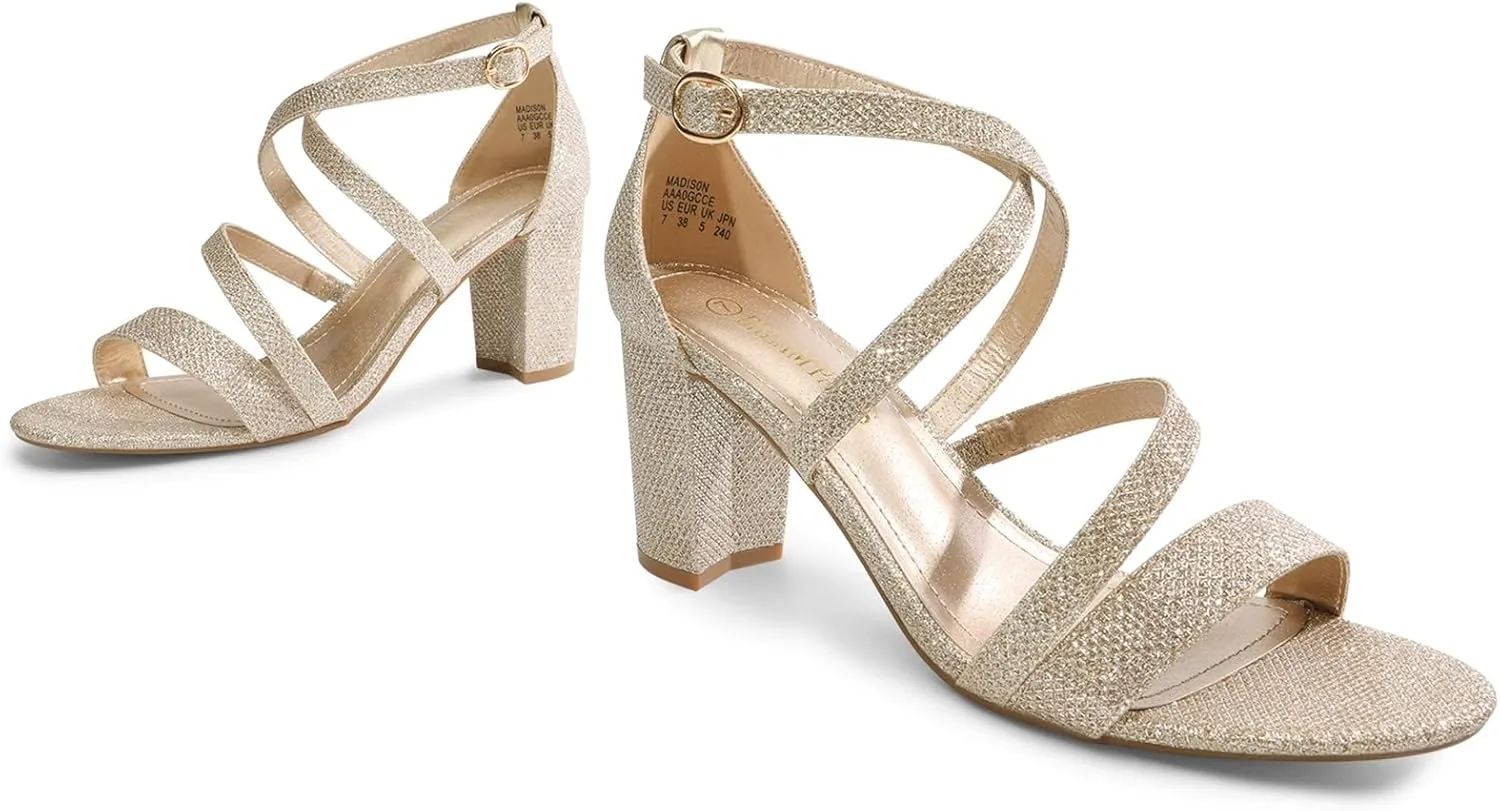 DREAM PAIRS Womens Ankle Strap Dress Pump Low Chunky Heel Sandals