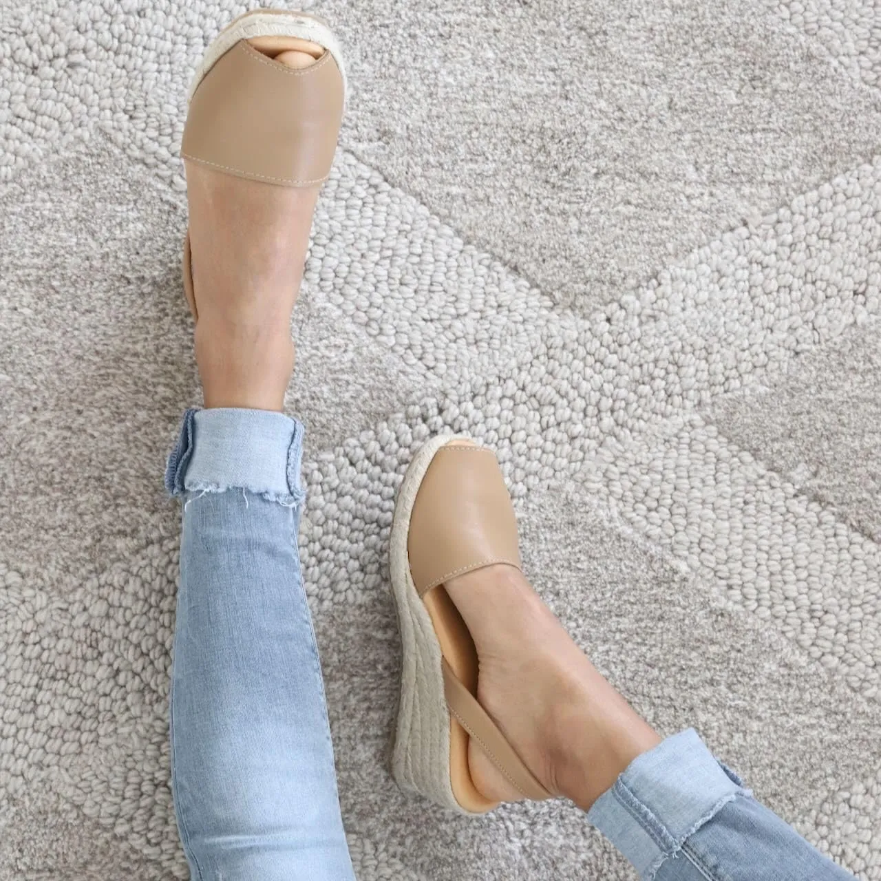 Espadrille Wedges for Women  Dressy Soft Leather Peep Toe Womens Wedge Sandals, Casual Summer Slip on Espadrilles
