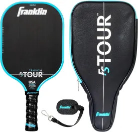 Franklin Sports Pro Pickleball Paddle Set - FS Tour Series Carbon Fiber Pickleball Paddle, Paddle Cover   Paddle Eraser - Official USA Pickleball (USAPA) Approved Paddle Set - Tempo 16mm Core - Blue