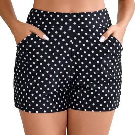 Halcurt Women's 3 Inch High Waisted Swim Short with Liner Pokcet Boardshorts Swimsuit Bottoms