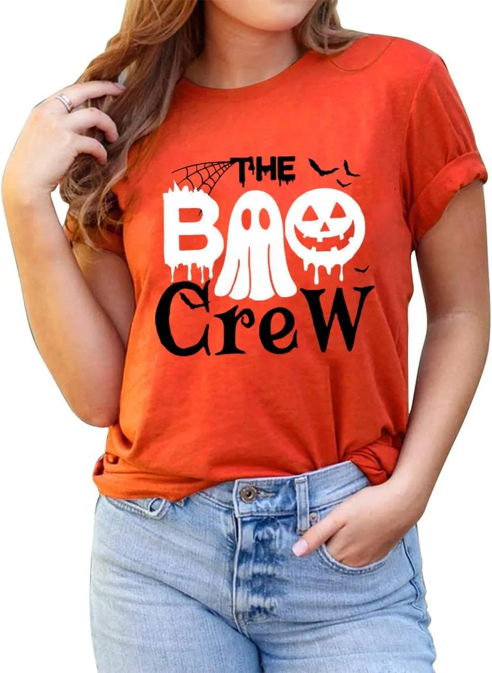 Halloween Shirts for Women Boo Crew Funny Ghost Graphic T Shirts