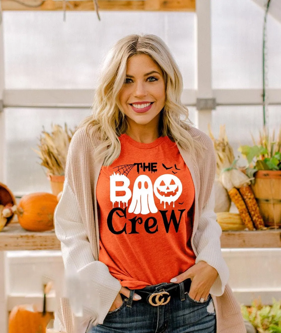 Halloween Shirts for Women Boo Crew Funny Ghost Graphic T Shirts