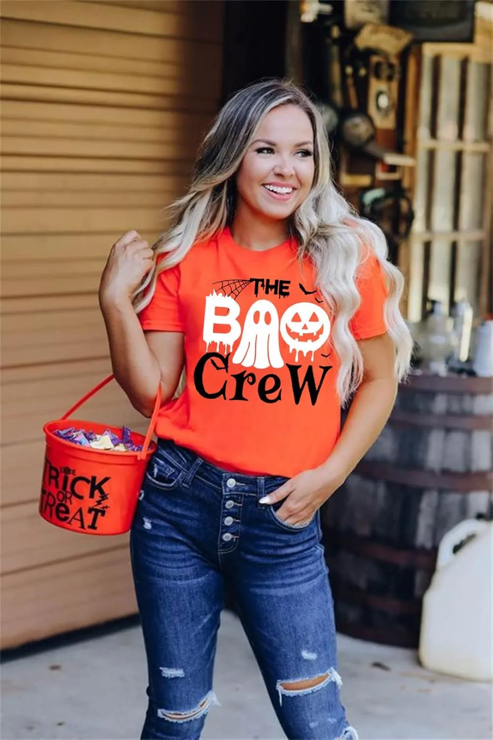 Halloween Shirts for Women Boo Crew Funny Ghost Graphic T Shirts