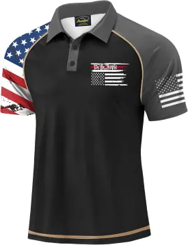 Mainfini Men's Short Sleeve Golf Shirt 1776 USA Flag Graphic Button Polo Shirt (S-3XL)