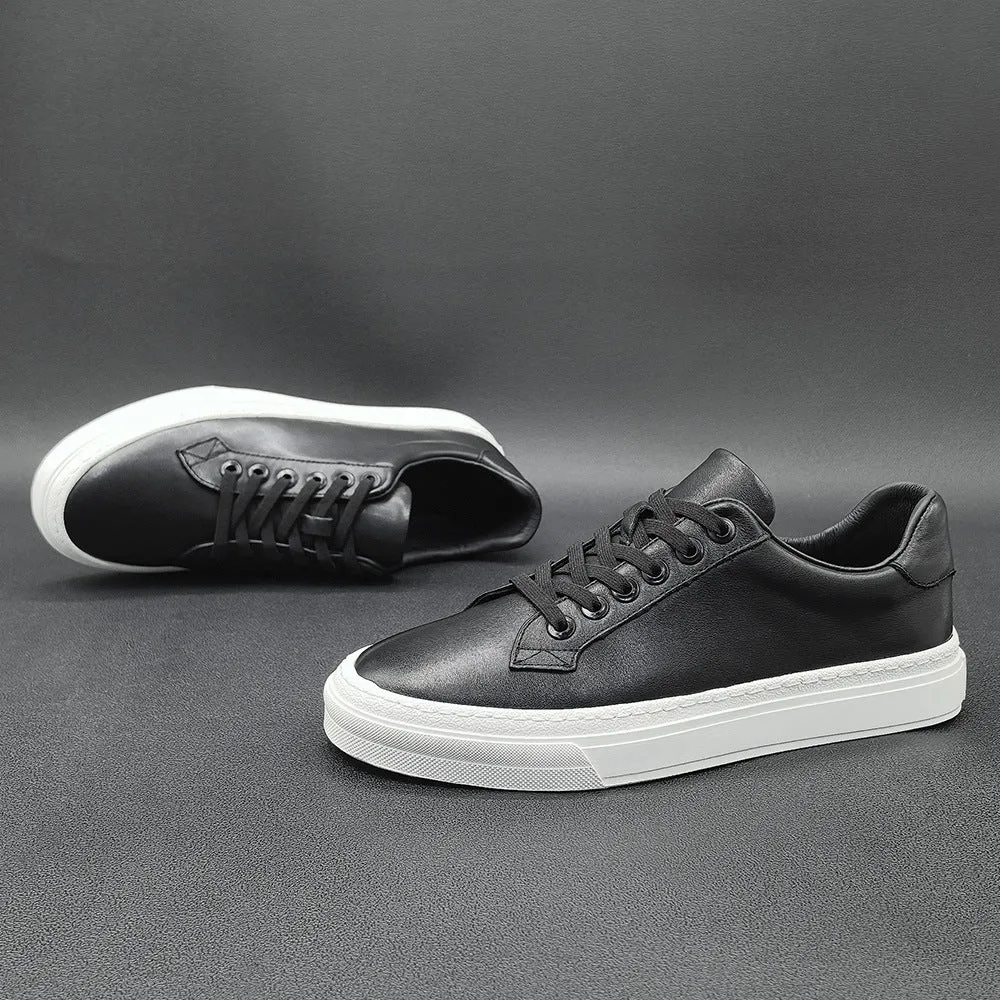 Men Minimalism Pure Leather Fashion Flat Casual Shoes