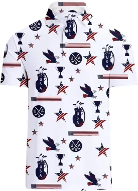 Mens Golf Polo Shirts Short Sleeve Printed Moisture Wicking Casual Shirt