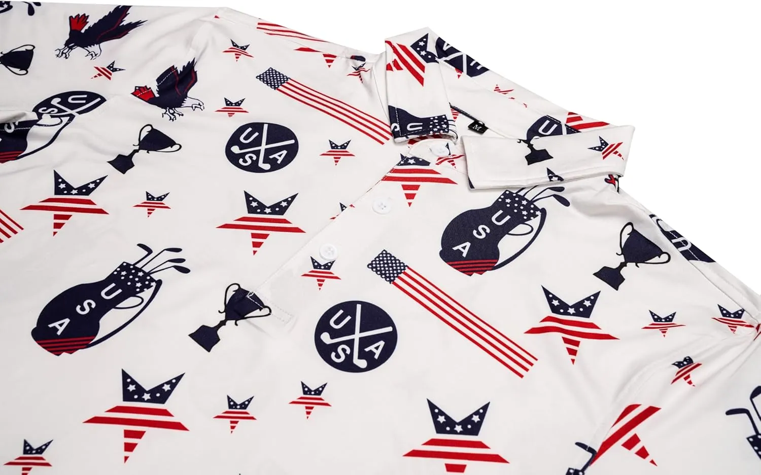 Mens Golf Polo Shirts Short Sleeve Printed Moisture Wicking Casual Shirt