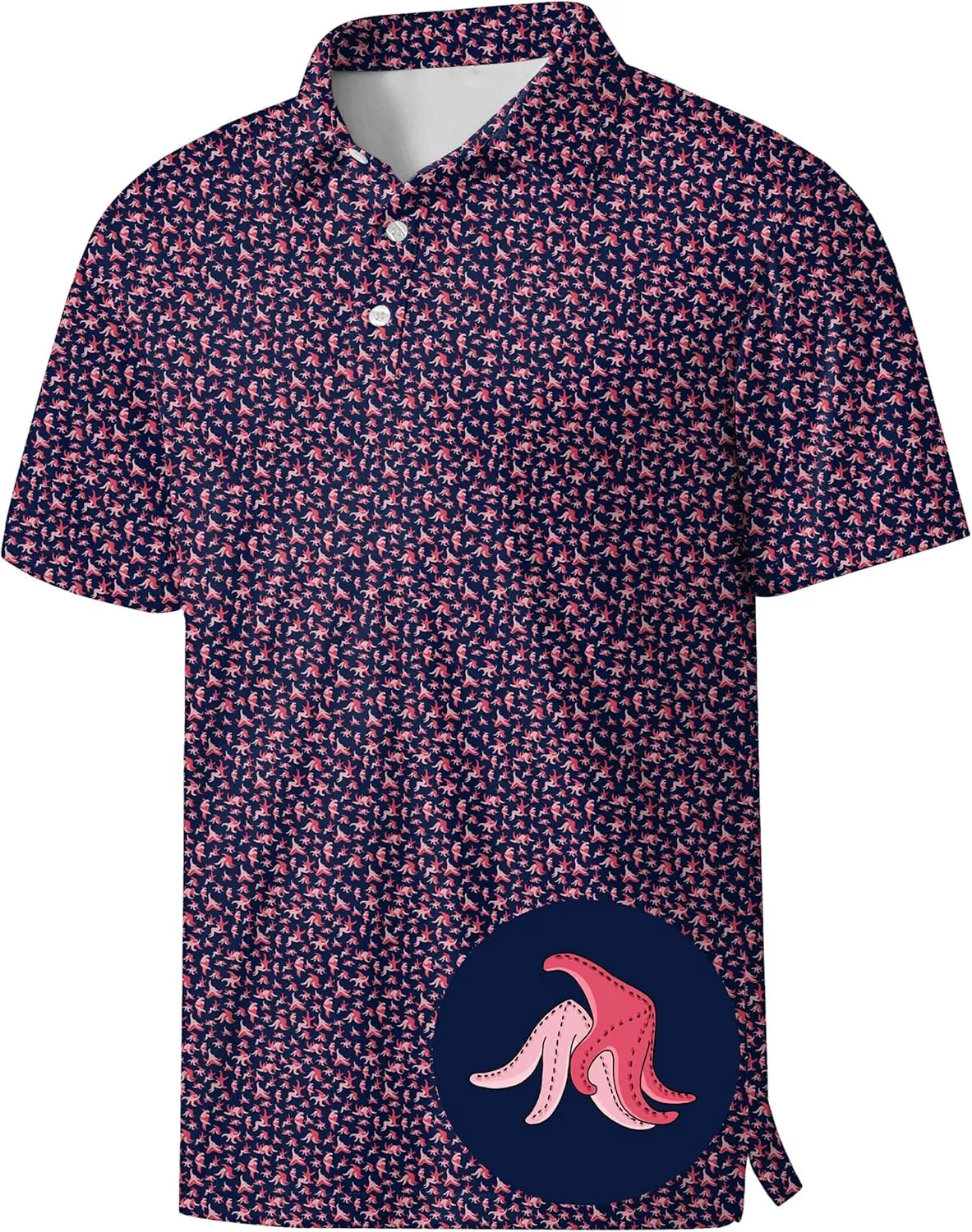 Men's Golf Shirts Moisture Wicking Quick Dry Performance Golf Polo Shirts for Men Fashion Print Short Sleeve Polo Shirts