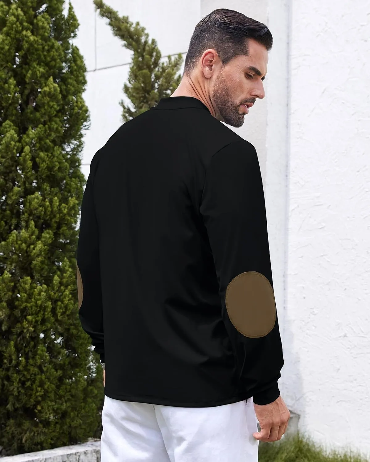 Men's Henley Golf Shirts Long Sleeve Collarless Golf Shirt Casual Moisture Wicking Quick Dry Shirts with Pocket