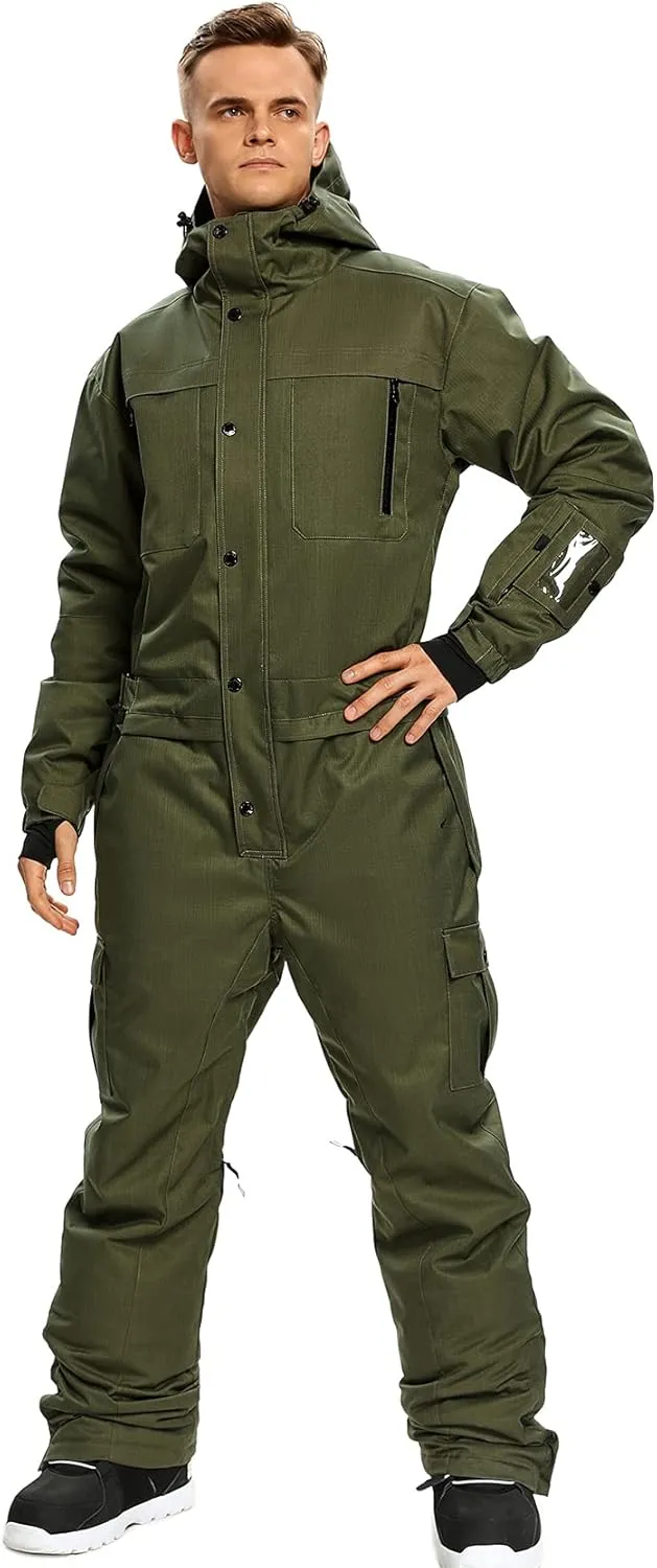 Mens One Piece Ski Suit Colorful Jumpsuits Snowboard Snowsuits Winter Outdoor Waterproof for Snow Sports