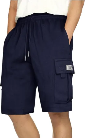 Men's Shorts Cargo Work Outdoors Summer Shorts Elastic Waist Drawstring Classic with Multi Pockets Solid Half Pants
