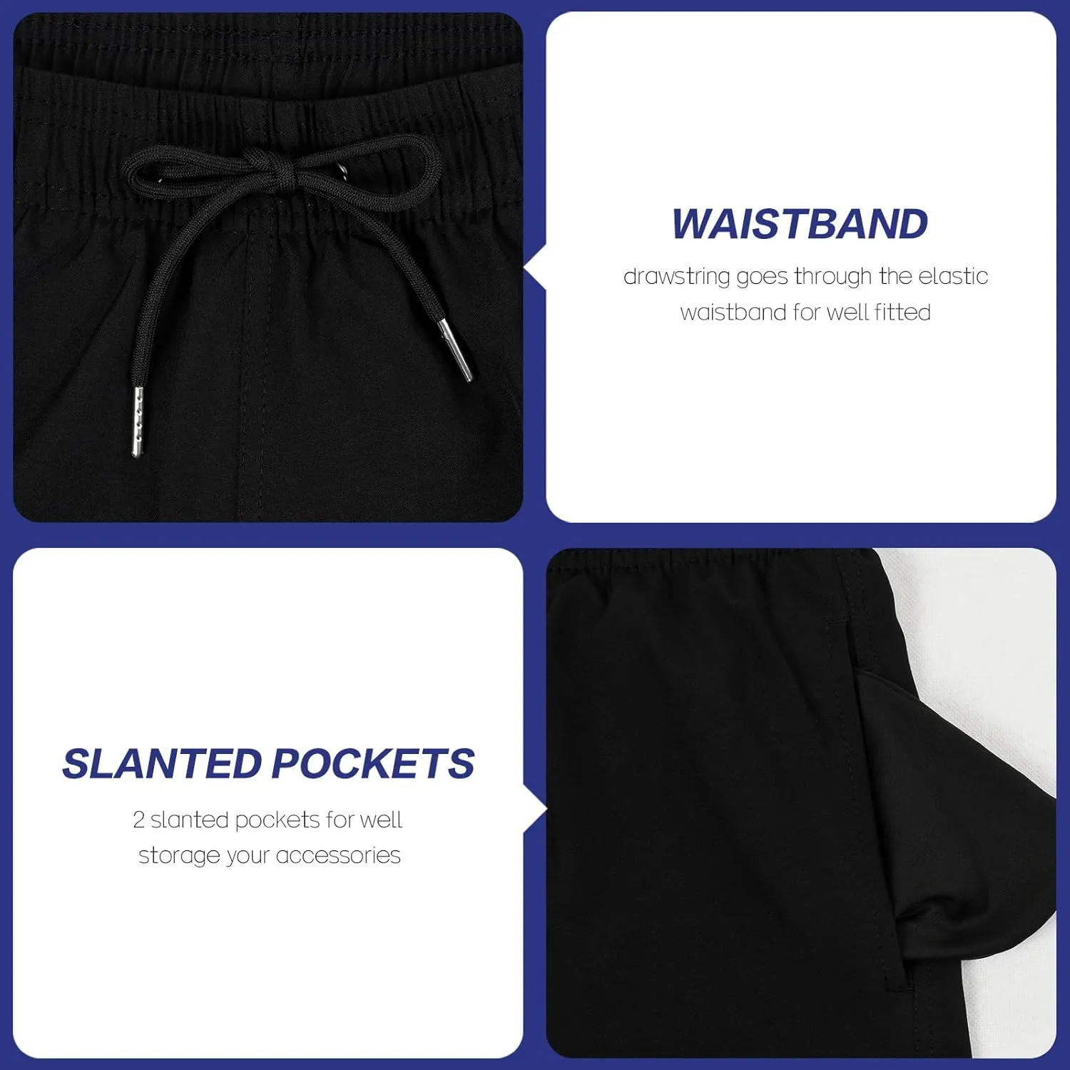 Mywu Mens Swim Trunks with Compression Liner 5 Inch Board Shorts Quick Dry Swimwear 2 in 1 Beach Shorts Bathing Suit
