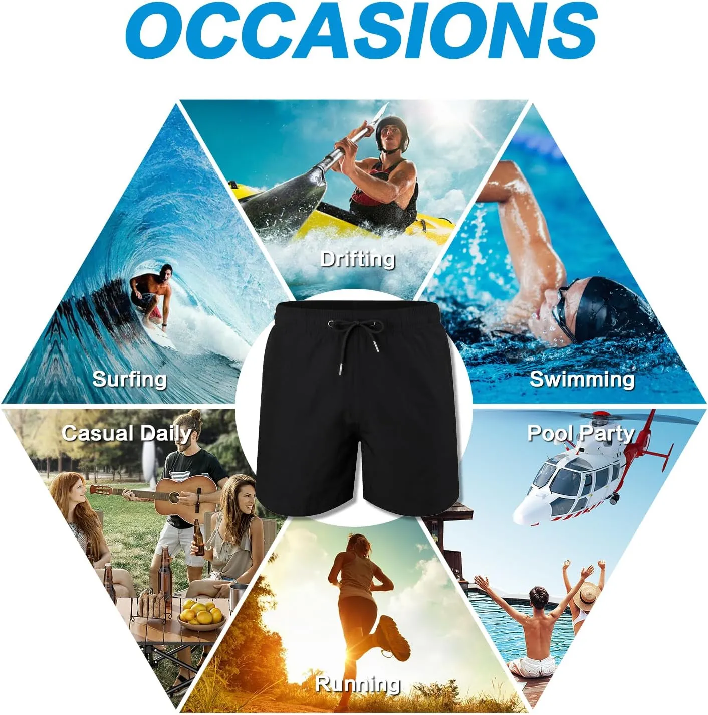 Mywu Mens Swim Trunks with Compression Liner 5 Inch Board Shorts Quick Dry Swimwear 2 in 1 Beach Shorts Bathing Suit