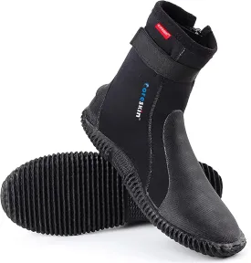 Neoprene Dive Boots Zippered Premium 3mm with Anti-Slip Sole for Water Sports