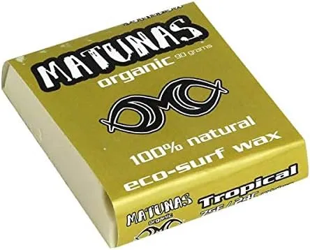 Organic Surf Wax - Matunas 5 Pack, 10 Pack, 36 Pack, 72 Pack Case - Matunas Surf Wax - Base Coat - Warm - Tropical - Cool - Cold - Hawaiian Competition Formula All Natural Surf Wax