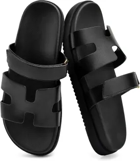 Sandals for Women Open Toe Thick Sole Slide Shoes Comfort Platform Sandals Adjustable Strap Casual Slip on Flats Beach Sandals