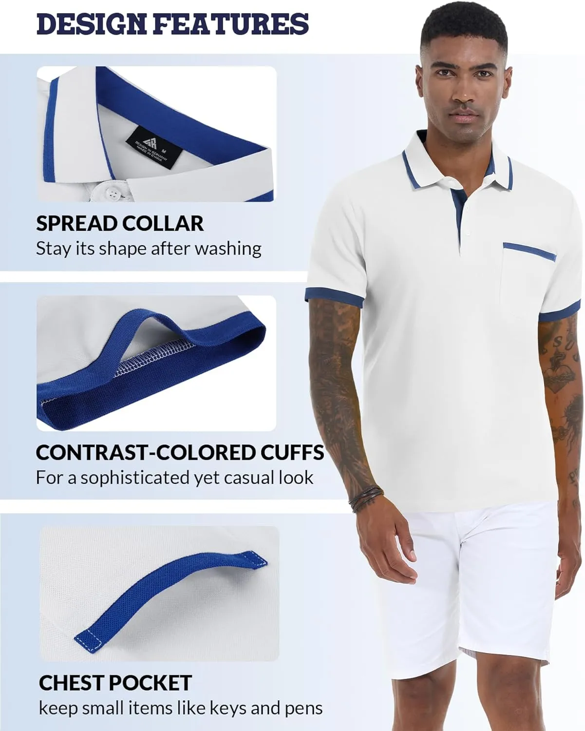 V VALANCH Polo Shirt for Men Short Sleeve Golf Polo Moisture Wicking Collared Tennis T Shirt