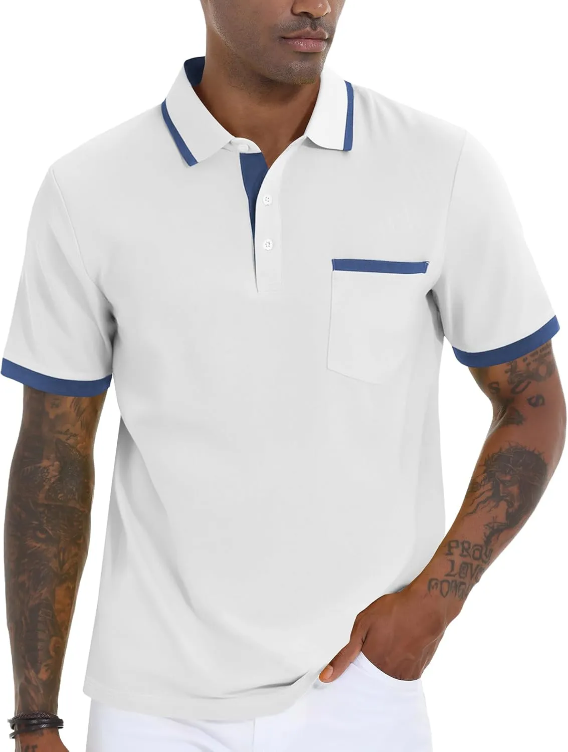 V VALANCH Polo Shirt for Men Short Sleeve Golf Polo Moisture Wicking Collared Tennis T Shirt