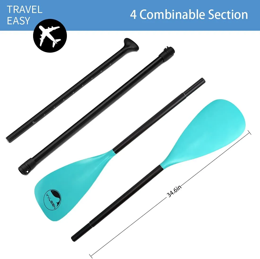 YVLEEN SUP Paddle Board PaddleStand up Paddleboard Paddles Adjustable Aluminum 4-Piece Floating Kayak PaddleConvertible Paddle